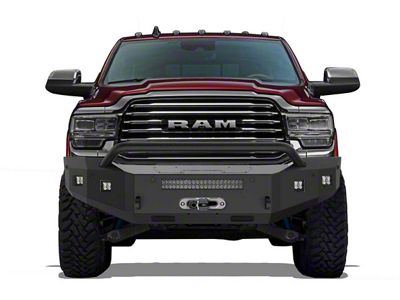 Fortis Winch Front Bumper with Hoop; Textured Black (19-26 RAM 2500)