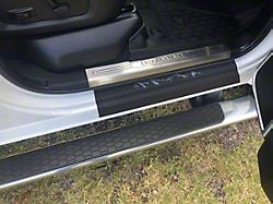 Front Door Sill Protection with Mountain Logo; Black (19-24 RAM 2500)