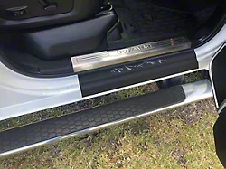 Front Door Sill Protection with Mountain Logo; Black (19-23 RAM 2500)