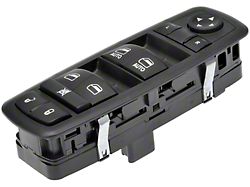 Front Window Switch 10-Button; Driver Side (10-15 RAM 2500 Crew Cab w/ One Touch Up & Down, Speed Sense Lock)