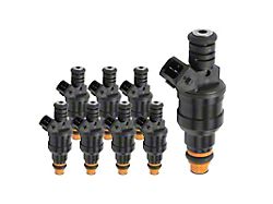 Fuel Injectors; Set of 8; Black (94-96 V8 RAM 2500)
