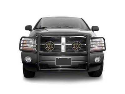 Grille Guard with 7-Inch Round LED Lights; Black (03-05 RAM 2500)