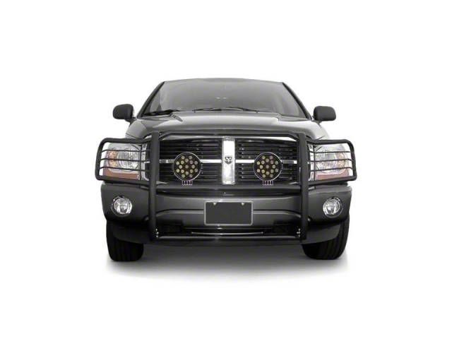 Grille Guard with 7-Inch Round LED Lights; Black (03-05 RAM 2500)