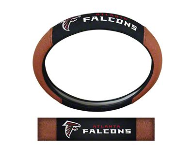 Grip Steering Wheel Cover with Atlanta Falcons Logo; Tan and Black (Universal; Some Adaptation May Be Required)
