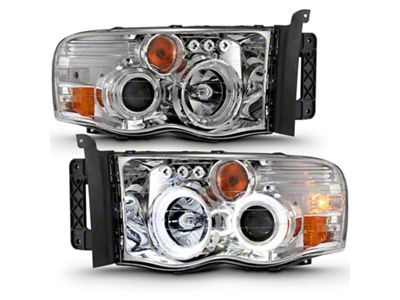 Halo Projector Headlights; Chrome Housing; Clear Lens (03-05 RAM 2500)