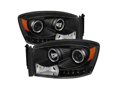 Halo Projector Headlights; Black Housing; Clear Lens (06-09 RAM 2500)