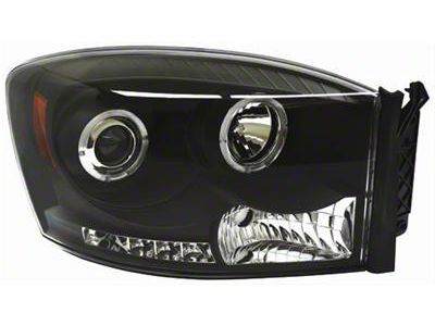 Halo Projector Headlights; Black Housing; Clear Lens (06-09 RAM 2500)