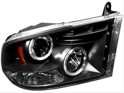 Halo Projector Headlights; Black Housing; Clear Lens (10-14 RAM 2500 w/ Factory Halogen Non-Quad Halogen Headlights)