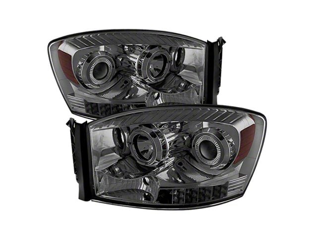 Halo Projector Headlights; Black Housing; Smoked Lens (06-09 RAM 2500)