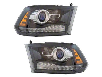 Halogen Headlights; Black Housing; Clear Lens (13-18 RAM 2500 w/ Factory Halogen Dual Headlights)