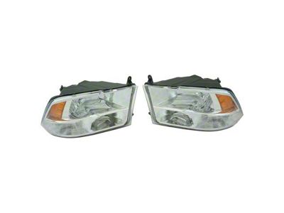 Halogen Headlights; Chrome Housing; Clear Lens (2010 RAM 2500 w/ Factory Quad Headlights)