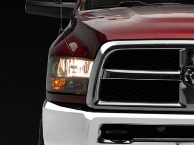 Headlights with Amber Corner Lights; Black Housing; Clear Lens (10-18 RAM 2500 w/ Factory Halogen Non-Projector Headlights)