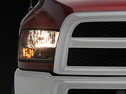 Headlights with Amber Corner Lights; Chrome Housing; Clear Lens (10-18 RAM 2500 w/ Factory Halogen Non-Projector Headlights)