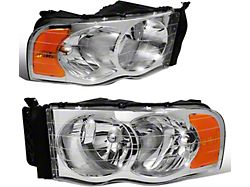 Headlights with Amber Corners; Chrome Housing; Clear Lens (03-05 RAM 2500)