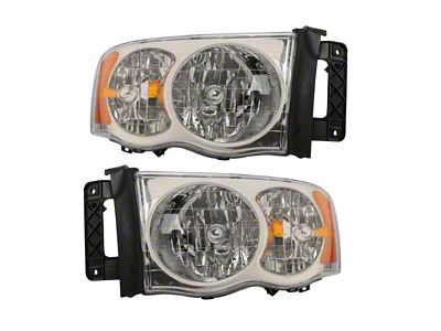 Headlights; Chrome Housing; Clear Lens (03-05 RAM 2500)