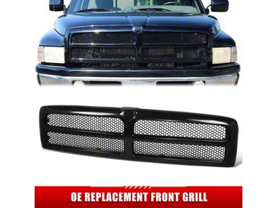 Honeycomb Mesh Style Upper Replacement Grille; Black (94-02 RAM 2500 w/o Sport Package)