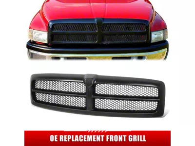 Honeycomb Mesh Style Upper Replacement Grille; Black (99-02 RAM 2500 w/ Sport Package)