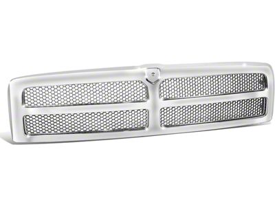 Honeycomb Mesh Style Upper Replacement Grille; Chrome (94-02 RAM 2500 w/o Sport Package)