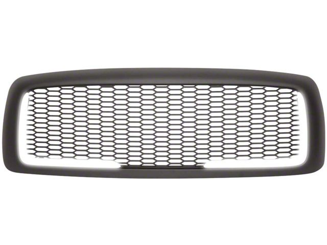 Honeycomb Mesh Style Upper Replacement Grille with LED DRL Light; Matte Black (03-05 RAM 2500)