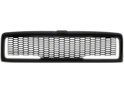 Honeycomb Mesh Style Upper Replacement Grille with LED DRL Lights; Black (94-02 RAM 2500)