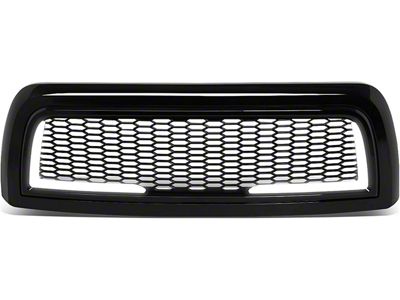 Honeycomb Mesh Style Upper Replacement Grille with LED DRL Lights; Black (10-18 RAM 2500)