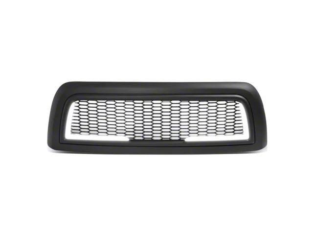 Honeycomb Mesh Style Upper Replacement Grille with LED DRL Lights; Matte Black (10-18 RAM 2500)