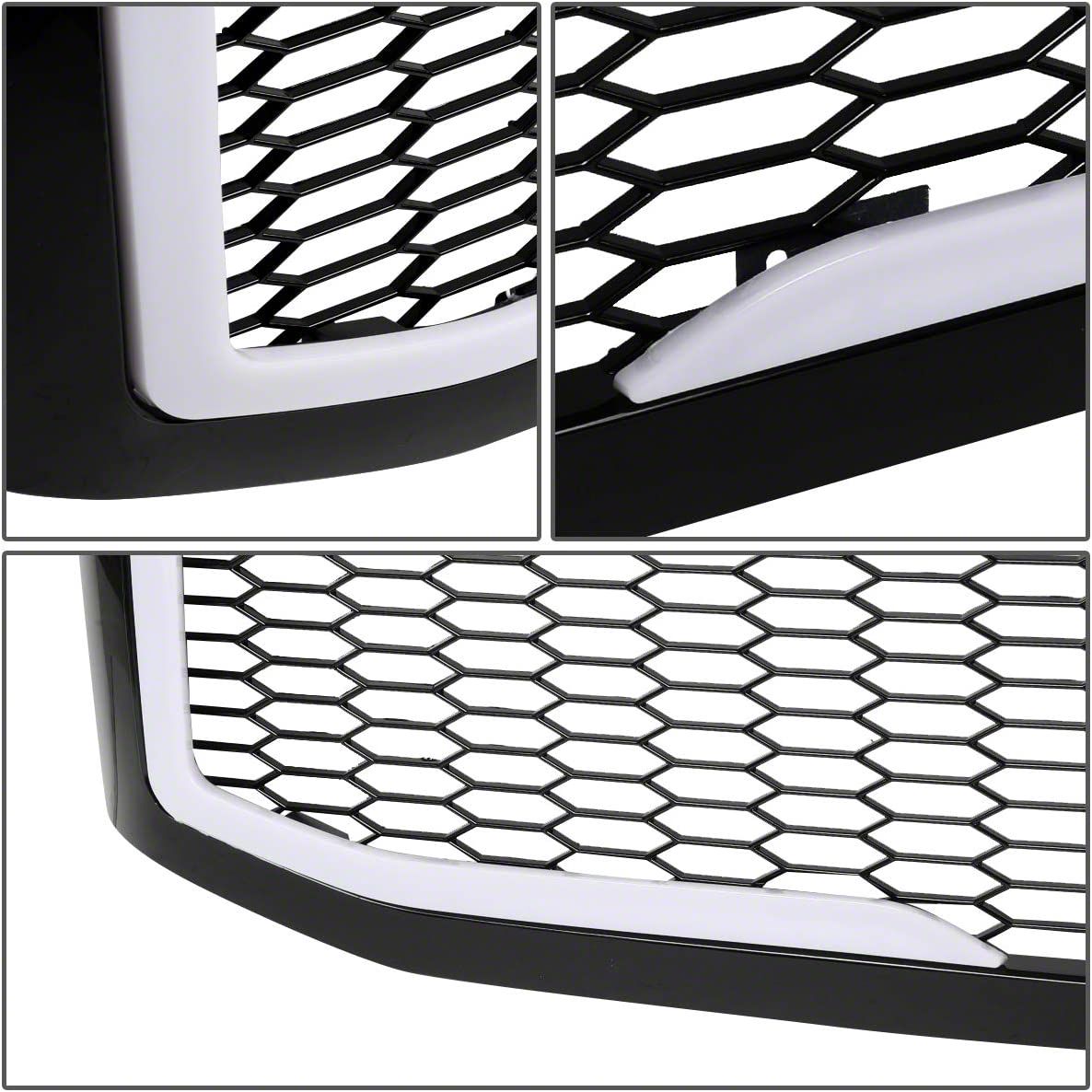Gloss Black Honeycomb Mesh Upper Grille For 1994-2001 Dodge Ram 1500/2500/3500 - Performance/Custom Style, Plastic