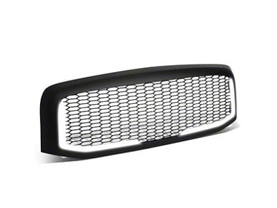 Honeycomb Mesh Upper Replacement Grille with LED DRL Light; Matte Black (06-09 RAM 2500)
