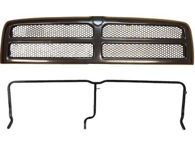 Honeycomb Upper Replacement Grille with Mounting Bracket; Black (94-02 RAM 2500)