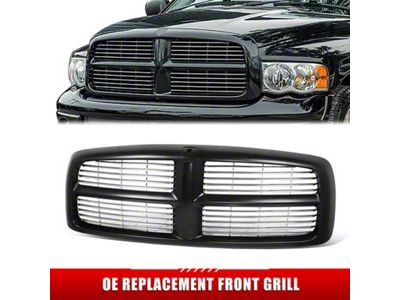 Horizontal Slat Upper Replacement Grille; Black (03-05 RAM 2500)