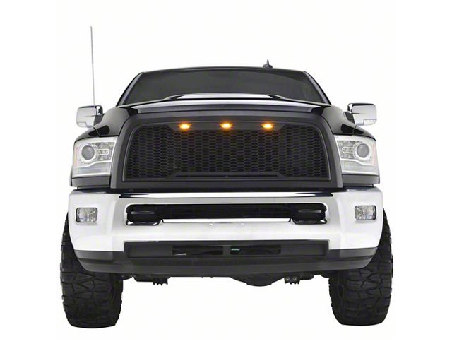 Impulse Upper Replacement Grille with Amber LED Lights; Matte Black (13-18 RAM 2500)