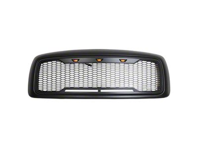RedRock Impulse Upper Replacement Grille with Amber LED Lights; Matte Black (03-05 RAM 2500)