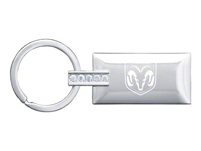 RAM Head Jeweled Rectangular Key Fob