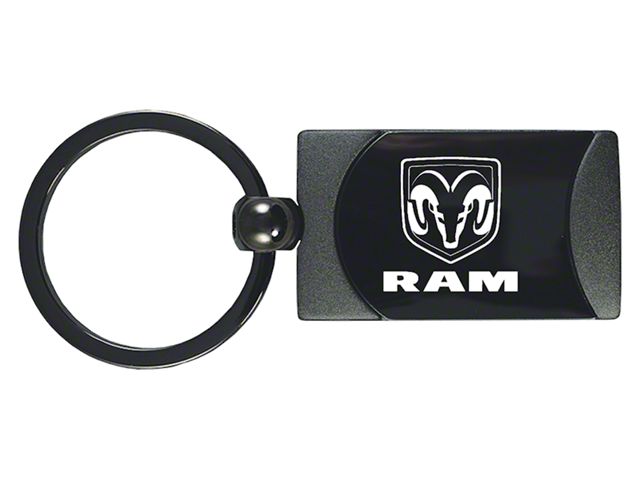 RAM Two-Tone Rectangular Key Fob; Gunmetal