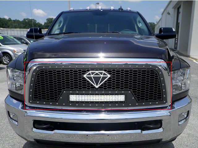 Laser Cut Mesh Upper Replacement Grille with 20-Inch LED Light Bar; Black (13-18 RAM 2500)