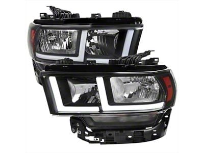 LED Bar Factory Style Headlights; Black Housing; Clear Lens (19-24 RAM 2500 w/ Factory Halogen Headlights)