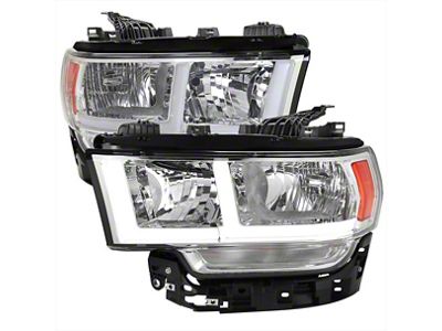 LED Bar Factory Style Headlights; Chrome Housing; Clear Lens (19-24 RAM 2500 w/ Factory Halogen Headlights)