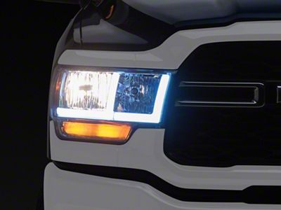 LED Bar Factory Style Headlights; Chrome Housing; Clear Lens (19-24 RAM 2500 w/ Factory Halogen Headlights)