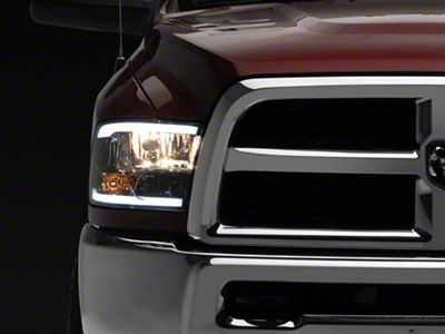 LED Bar Factory Style Headlights; Chrome Housing; Smoked Lens (10-18 RAM 2500 w/ Factory Halogen Headlights)