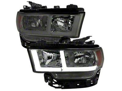 LED Bar Factory Style Headlights; Chrome Housing; Smoked Lens (19-24 RAM 2500 w/ Factory Halogen Headlights)