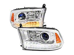 LED Bar Projector Headlights; Chrome Housing; Clear Lens (09-18 RAM 2500)