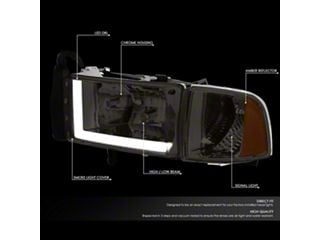 G-PLUS Amber Corner Smoke Headlights For Dodge Ram 1500 2500 3500 1994-2002 – Pair, Chrome Housing
