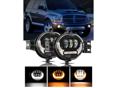 LED Fog Lights with DRL and Amber Turn Signal; Black Housing (03-09 RAM 2500)