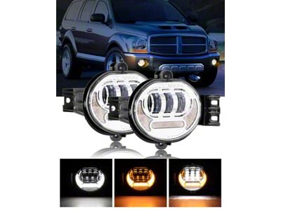 LED Fog Lights with DRL and Amber Turn Signal; Chrome Housing (03-09 RAM 2500)