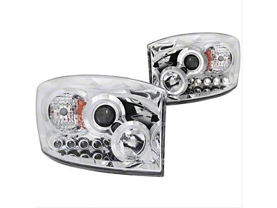 LED Halo Projector Headlights; Chrome Housing; Clear Lens (06-09 RAM 2500)