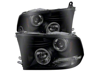 LED Halo Projector Headlights; Black Housing; Smoked Lens (10-18 RAM 2500 w/ Factory Halogen Non-Projector Headlights)