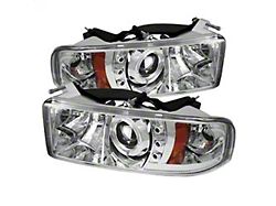 LED Halo Projector Headlights; Chrome Housing; Clear Lens (94-02 RAM 2500)