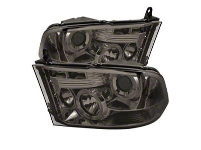 LED Halo Projector Headlights; Chrome Housing; Smoked Lens (10-18 RAM 2500 w/ Factory Halogen Non-Projector Headlights)