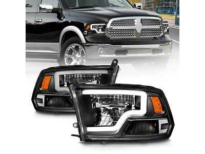 LED Projector Headlights; Black Housing; Clear Lens (10-18 RAM 2500 w/ Factory Halogen Non-Quad Headlights)