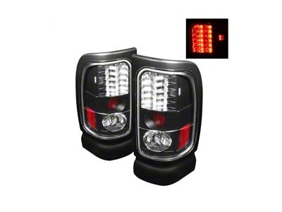 LED Tail Lights; Black Housing; Clear Lens (94-02 RAM 2500)